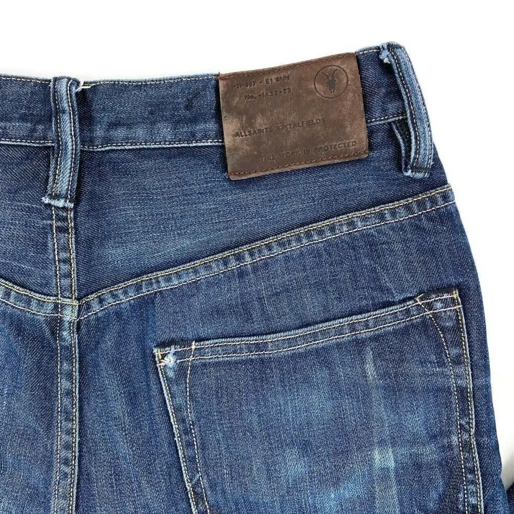 All Saints Men’s Short Kick Denim Jeans Blue 28 - Picture 5 of 8